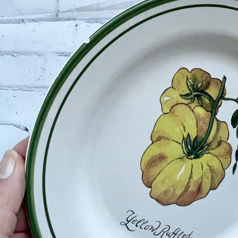 4 WILLIAMS SONOMA HEIRLOOM TOMATOES SALAD PLATES DISCONTINUED 8 3/4" Garden - Picture 10 of 11